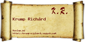 Krump Richárd névjegykártya